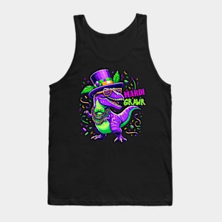 Mardi Grawr TRex Dino Costume Boys Kids Mardi Gras Tank Top